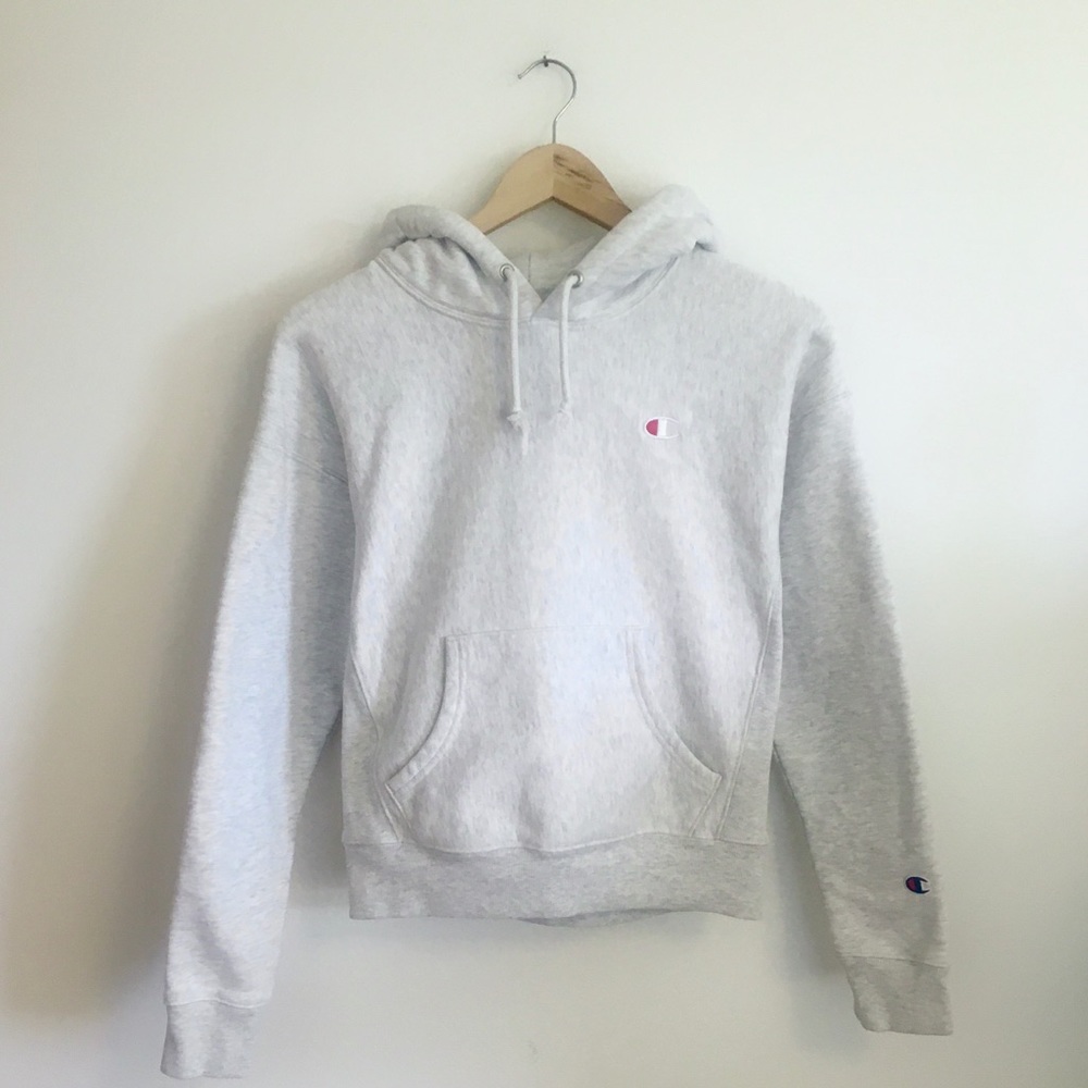 Champion Grey Reverse Weave Hoodie Sweatshirt